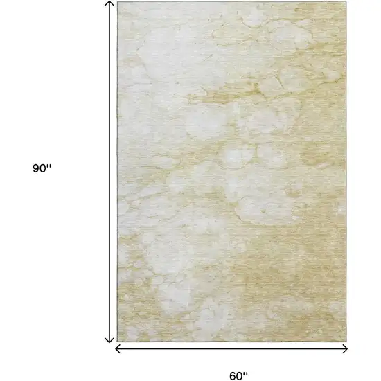 Beige And Ivory Abstract Washable Area Rug With UV Protection Photo 3