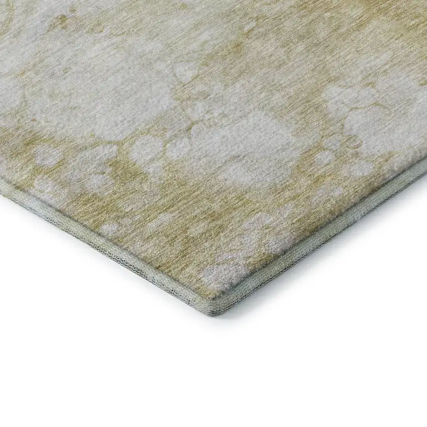 Beige And Ivory Abstract Washable Area Rug With UV Protection Photo 7