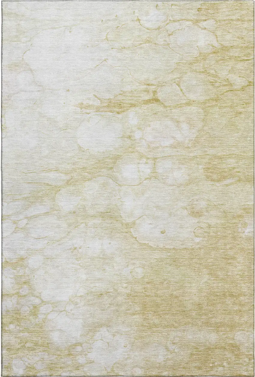 Beige And Ivory Abstract Washable Area Rug With UV Protection Photo 1