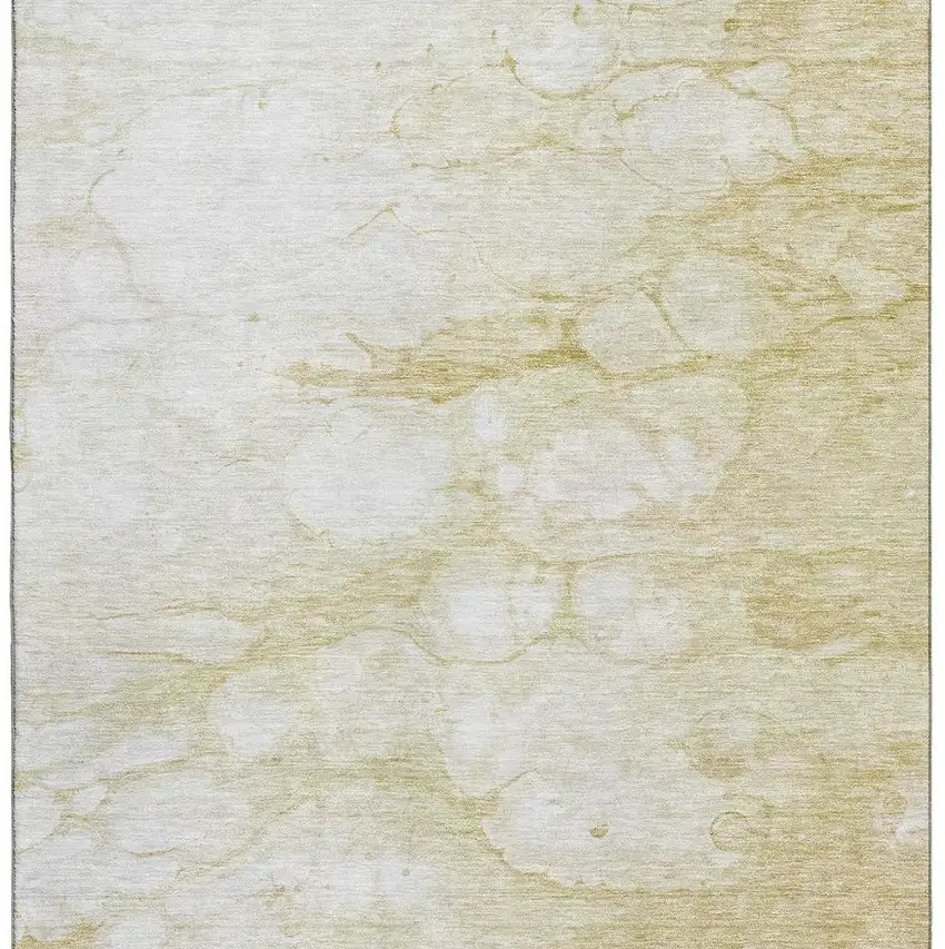 Beige And Ivory Abstract Washable Area Rug With UV Protection Photo 3