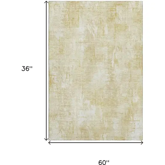 Beige And Ivory Abstract Washable Area Rug With UV Protection Photo 3