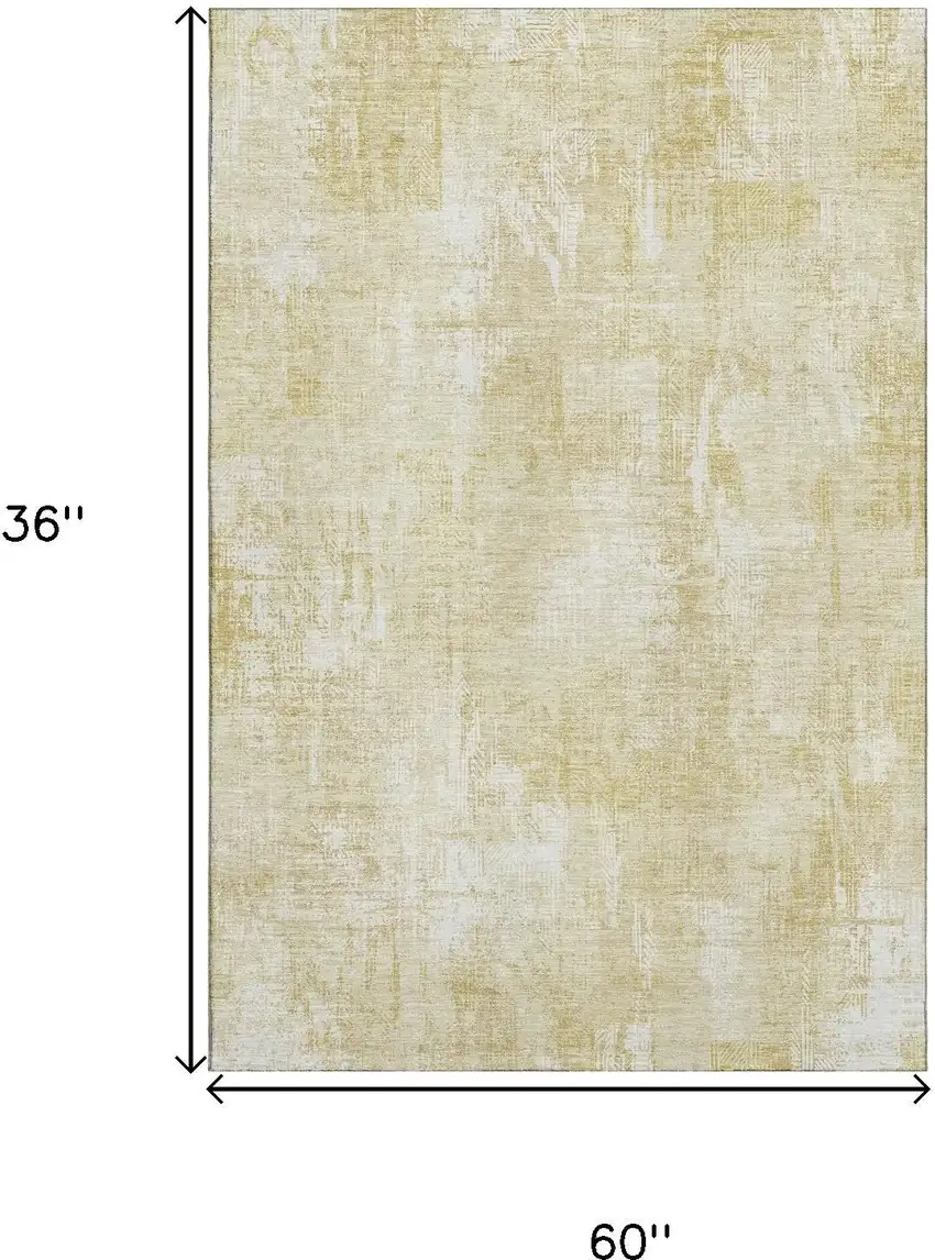 Beige And Ivory Abstract Washable Area Rug With UV Protection Photo 3
