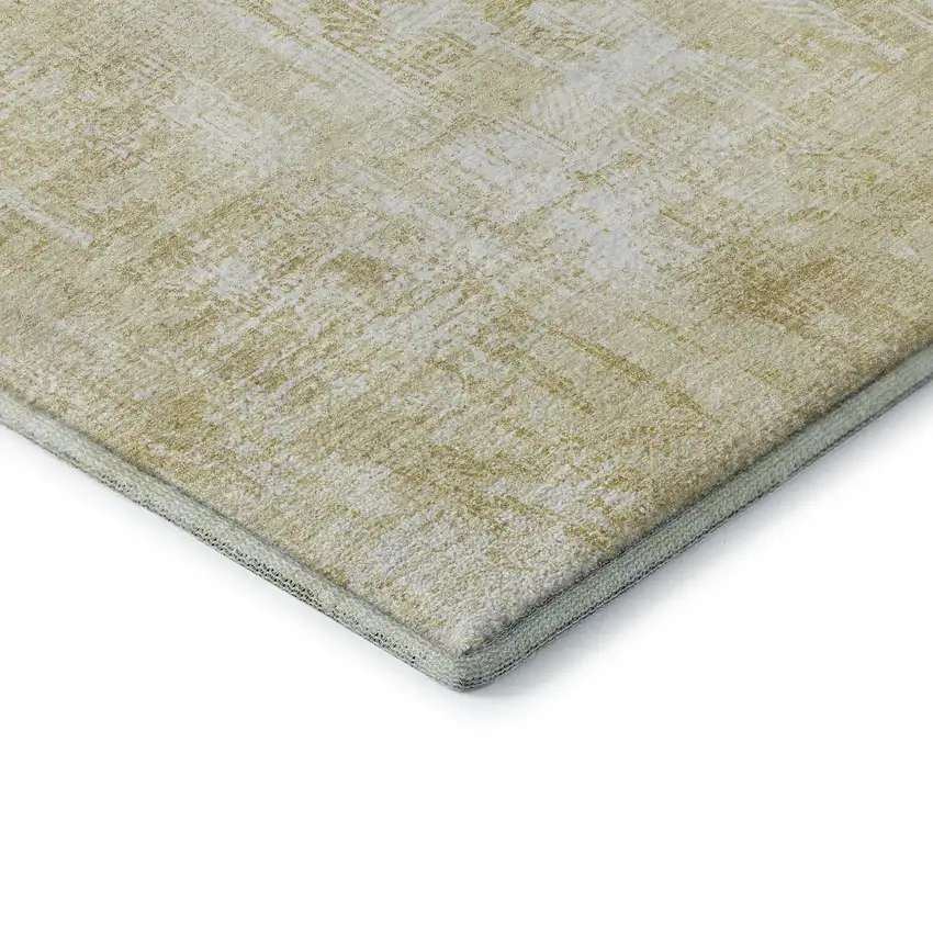 Beige And Ivory Abstract Washable Area Rug With UV Protection Photo 6