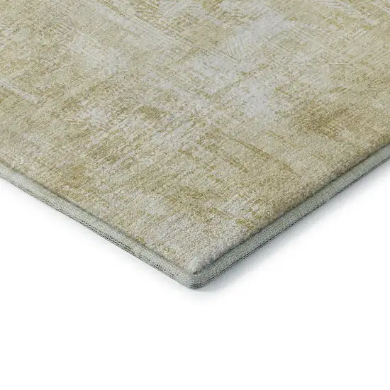 Beige And Ivory Abstract Washable Area Rug With UV Protection Photo 6
