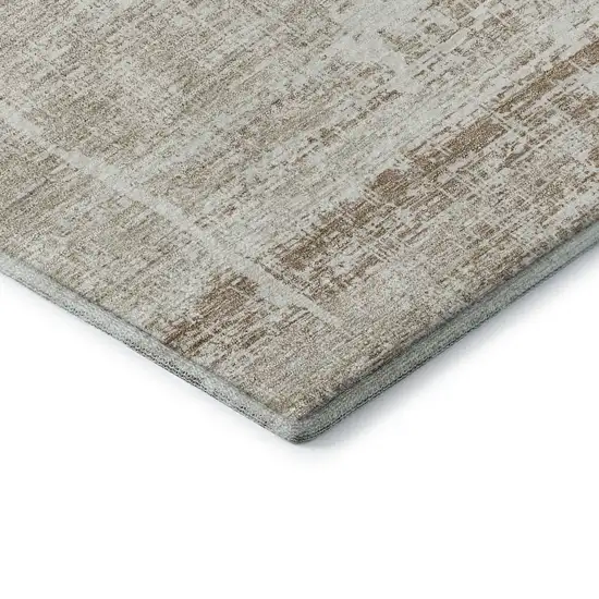 Beige And Ivory Abstract Washable Area Rug With UV Protection Photo 8