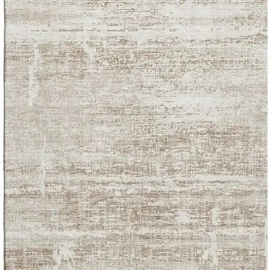 Beige And Ivory Abstract Washable Area Rug With UV Protection Photo 3