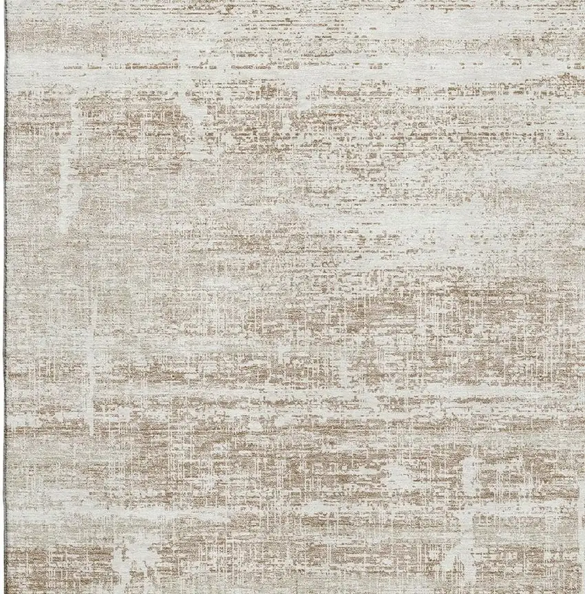 Beige And Ivory Abstract Washable Area Rug With UV Protection Photo 3