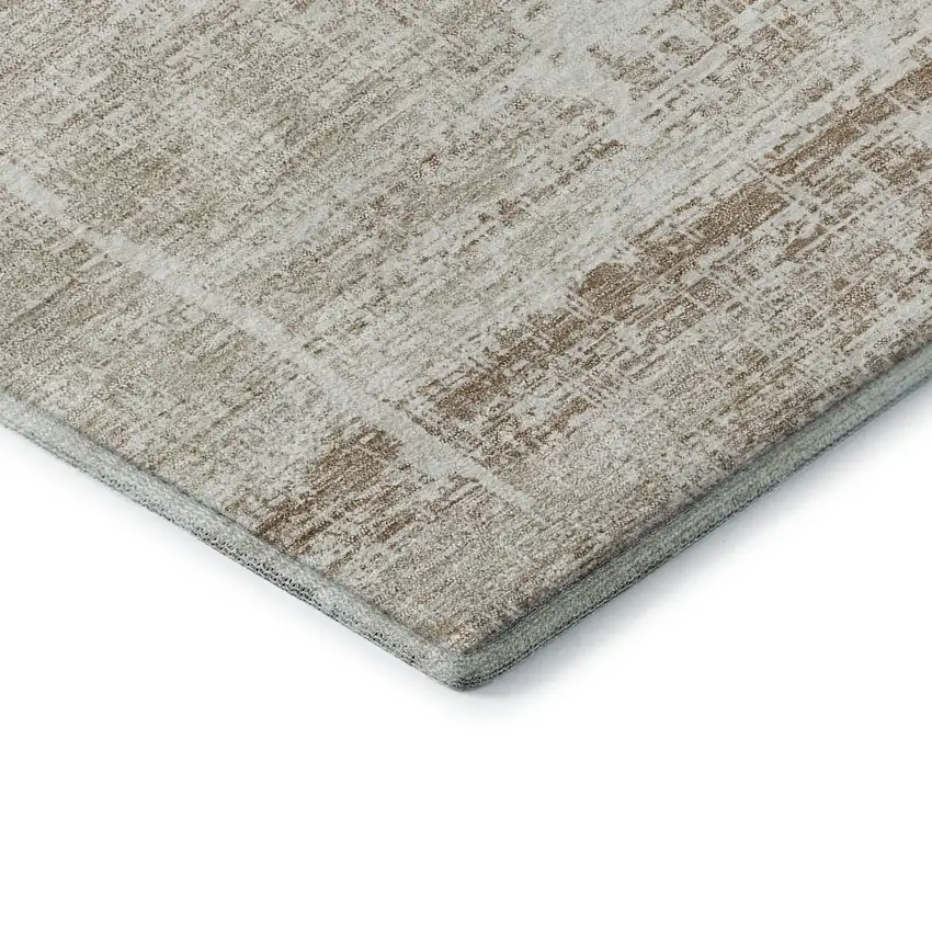 Beige And Ivory Abstract Washable Area Rug With UV Protection Photo 8