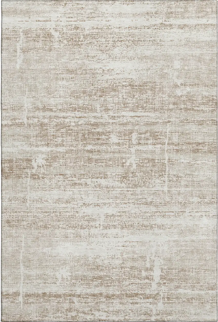 Beige And Ivory Abstract Washable Area Rug With UV Protection Photo 1