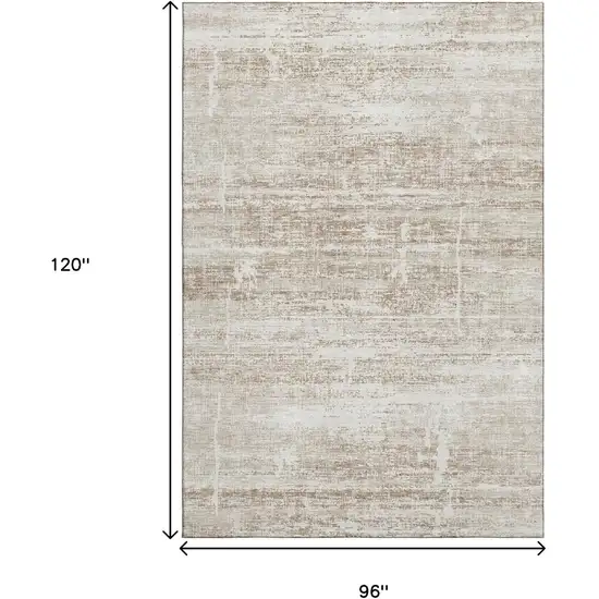 Beige And Ivory Abstract Washable Area Rug With UV Protection Photo 3