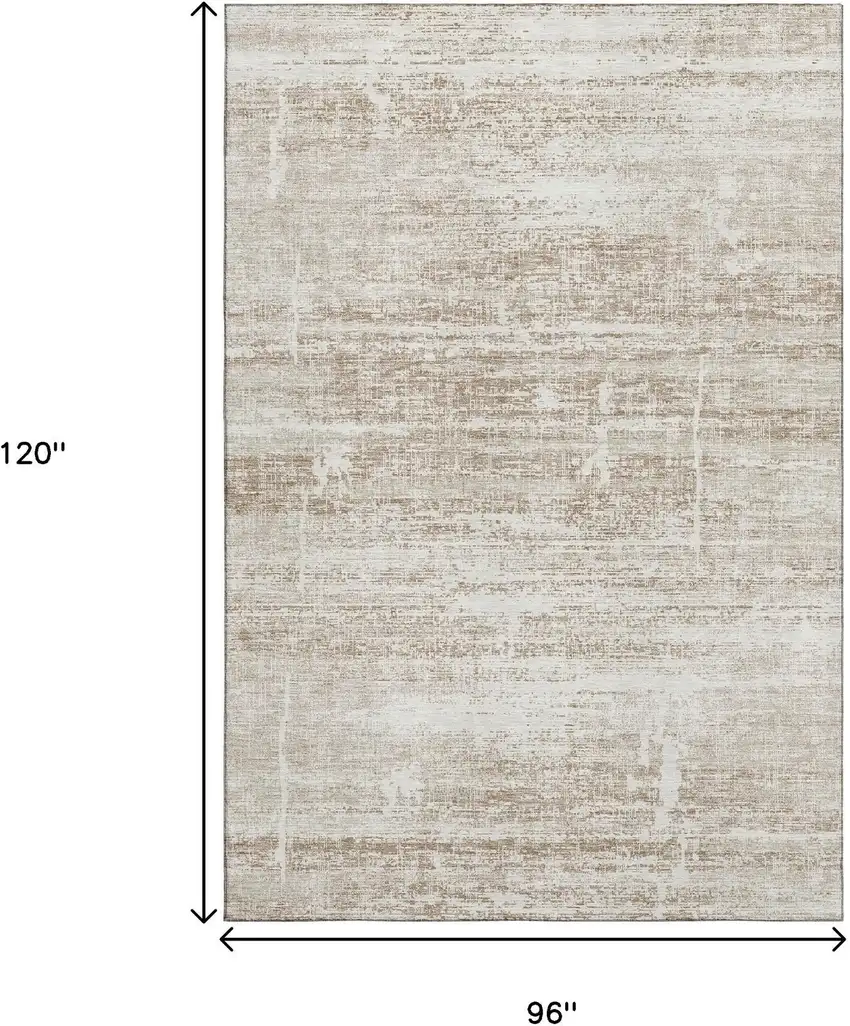 Beige And Ivory Abstract Washable Area Rug With UV Protection Photo 3