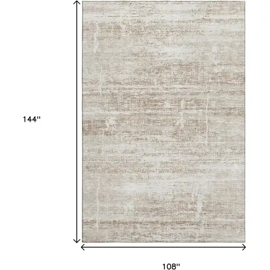 Beige And Ivory Abstract Washable Area Rug With UV Protection Photo 3