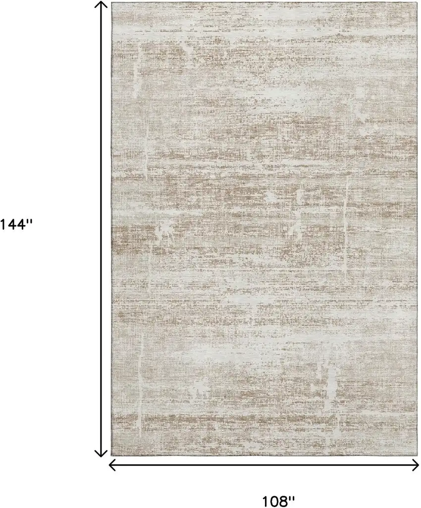 Beige And Ivory Abstract Washable Area Rug With UV Protection Photo 3