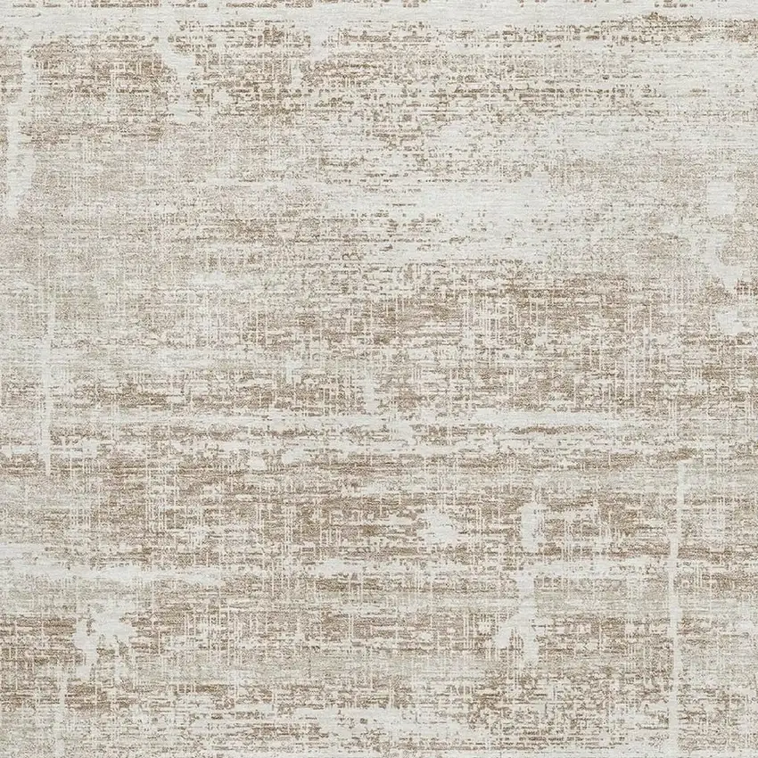 Beige And Ivory Abstract Washable Area Rug With UV Protection Photo 3