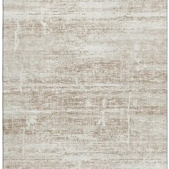 Beige And Ivory Abstract Washable Area Rug With UV Protection Photo 3