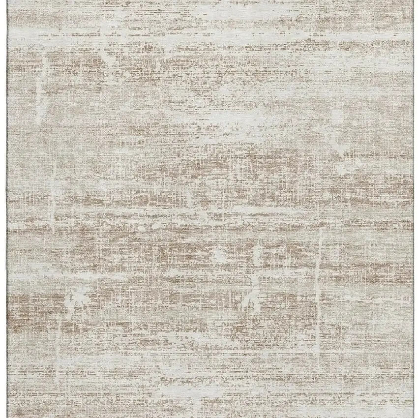 Beige And Ivory Abstract Washable Area Rug With UV Protection Photo 3