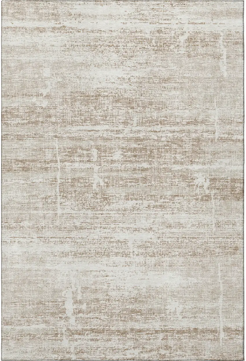 Beige And Ivory Abstract Washable Area Rug With UV Protection Photo 4