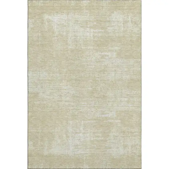 Beige And Ivory Abstract Washable Area Rug With UV Protection Photo 6