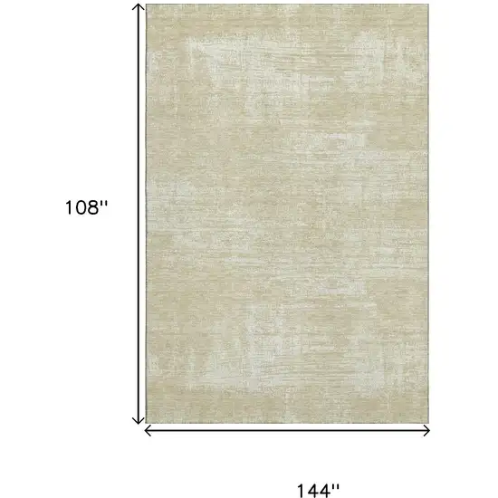 Beige And Ivory Abstract Washable Area Rug With UV Protection Photo 3
