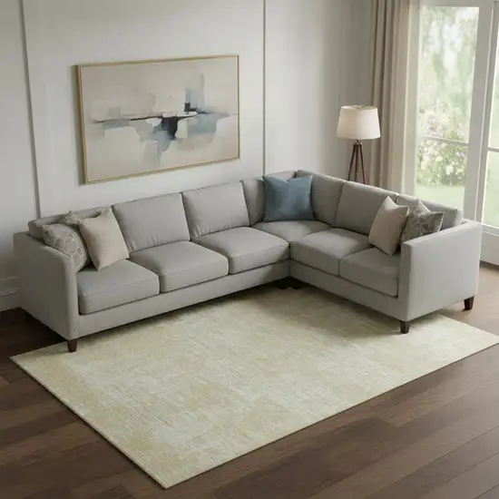 Beige And Ivory Abstract Washable Area Rug With UV Protection Photo 1