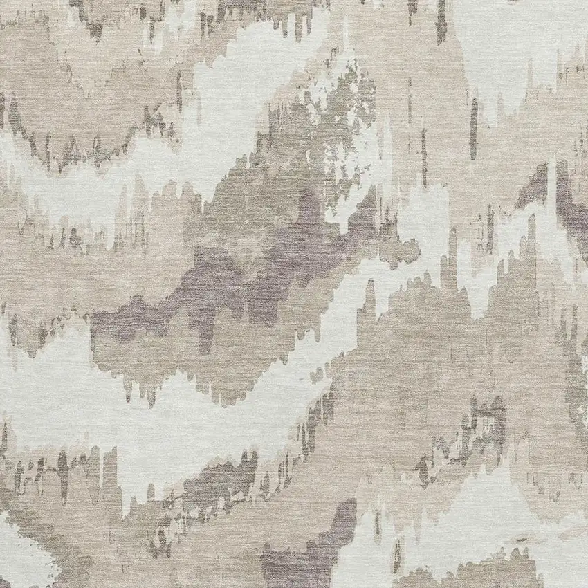 Beige And Ivory Abstract Washable Area Rug With UV Protection Photo 4