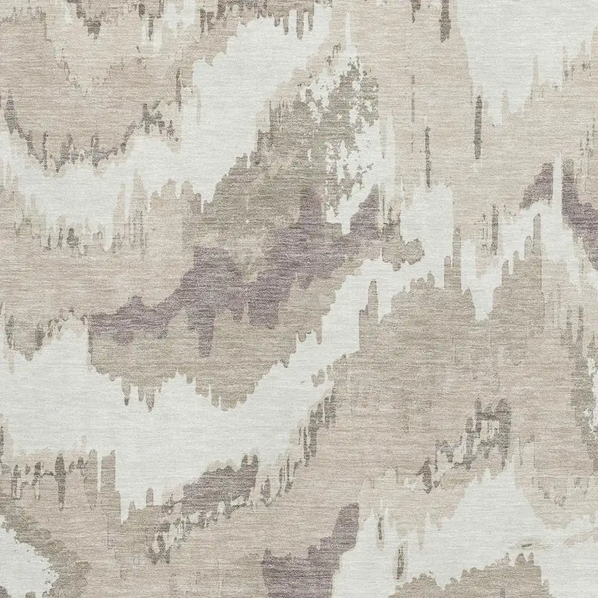Beige And Ivory Abstract Washable Area Rug With UV Protection Photo 4