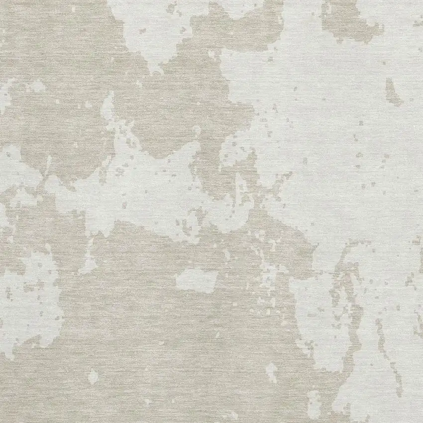 Beige And Ivory Abstract Washable Area Rug With UV Protection Photo 3