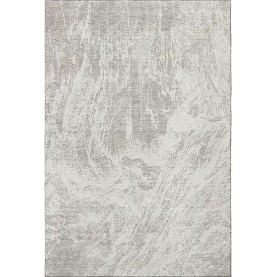 Beige And Ivory Abstract Washable Area Rug With UV Protection Photo 2