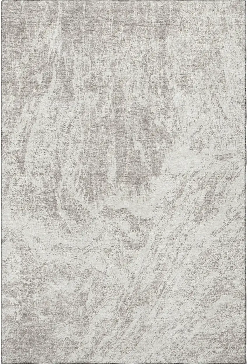 Beige And Ivory Abstract Washable Area Rug With UV Protection Photo 2