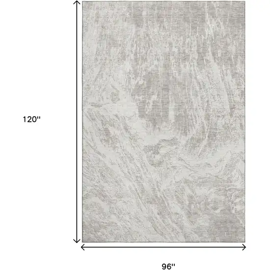 Beige And Ivory Abstract Washable Area Rug With UV Protection Photo 8