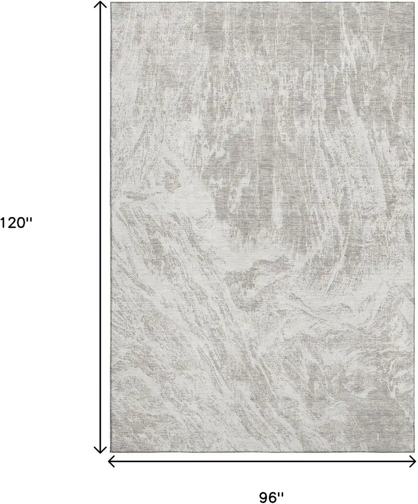 Beige And Ivory Abstract Washable Area Rug With UV Protection Photo 8