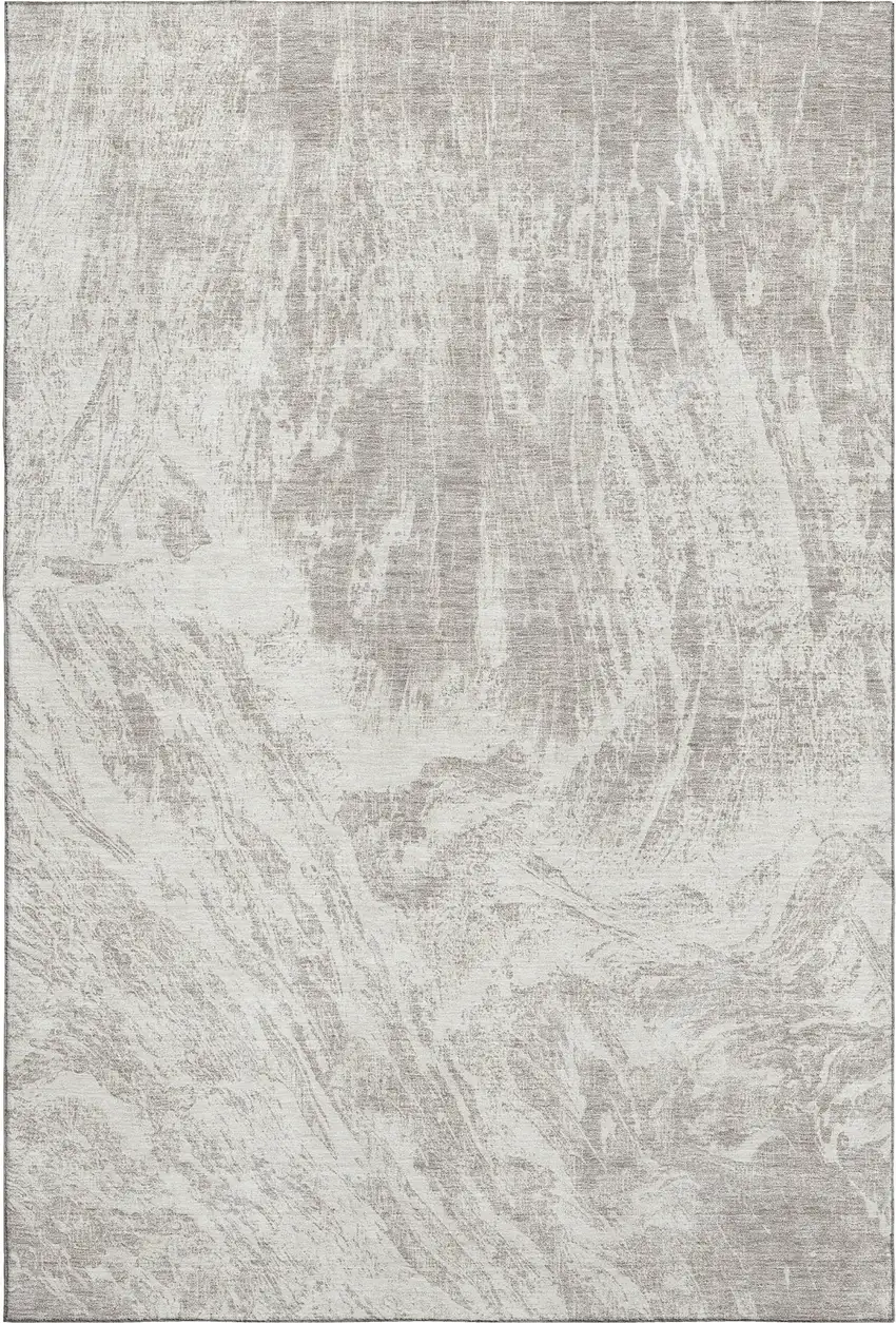 Beige And Ivory Abstract Washable Area Rug With UV Protection Photo 1