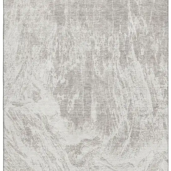 Beige And Ivory Abstract Washable Area Rug With UV Protection Photo 4