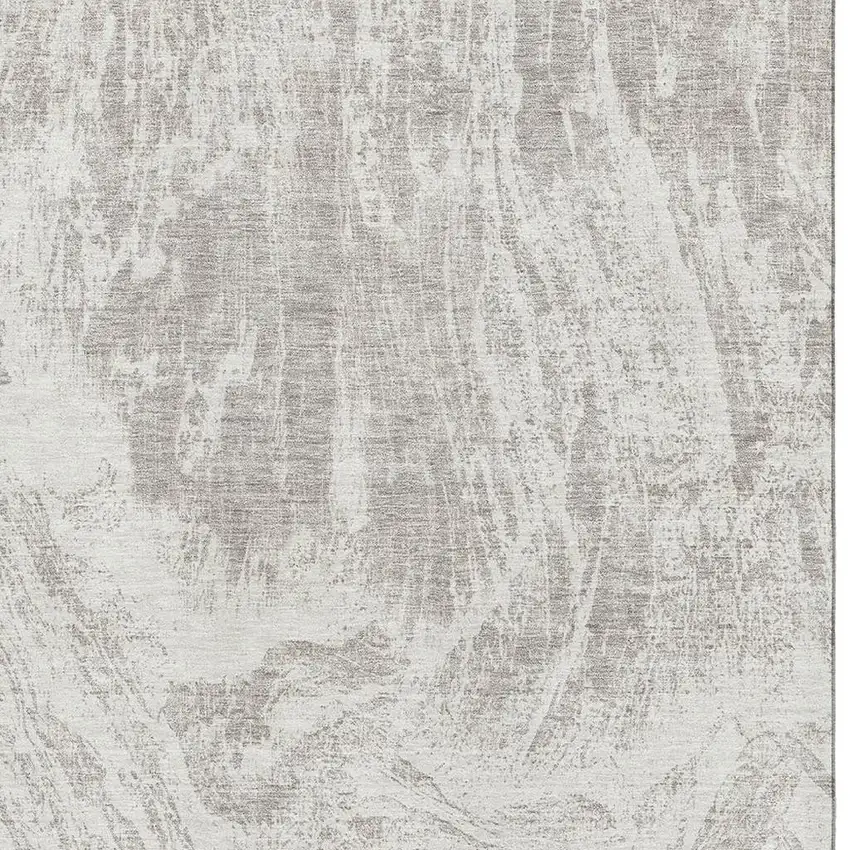 Beige And Ivory Abstract Washable Area Rug With UV Protection Photo 2