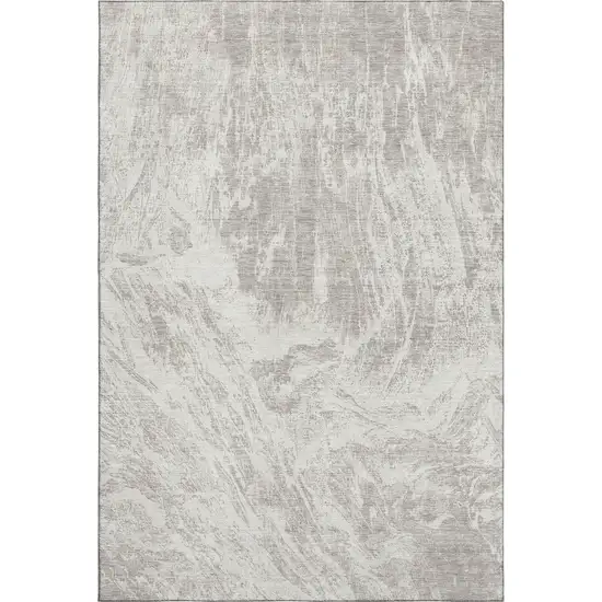 Beige And Ivory Abstract Washable Area Rug With UV Protection Photo 1