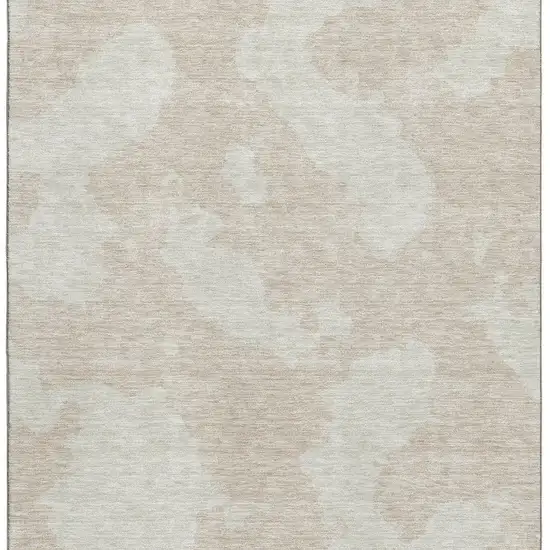 Beige And Ivory Abstract Washable Area Rug With UV Protection Photo 3