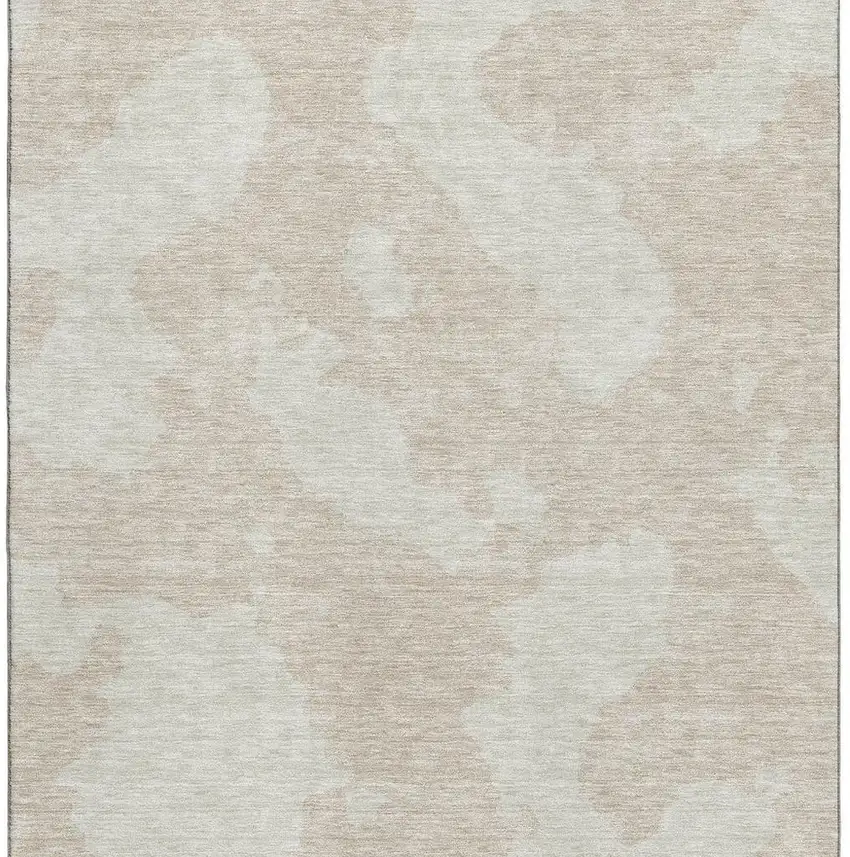 Beige And Ivory Abstract Washable Area Rug With UV Protection Photo 3