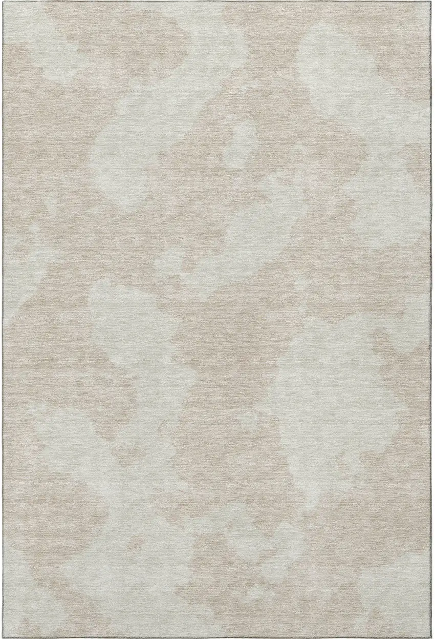 Beige And Ivory Abstract Washable Area Rug With UV Protection Photo 4