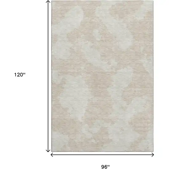 Beige And Ivory Abstract Washable Area Rug With UV Protection Photo 8