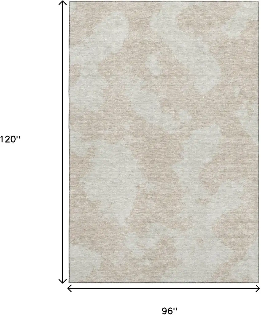 Beige And Ivory Abstract Washable Area Rug With UV Protection Photo 8