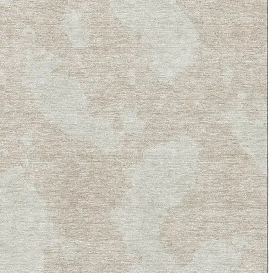 Beige And Ivory Abstract Washable Area Rug With UV Protection Photo 2