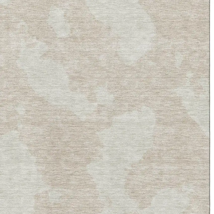 Beige And Ivory Abstract Washable Area Rug With UV Protection Photo 2