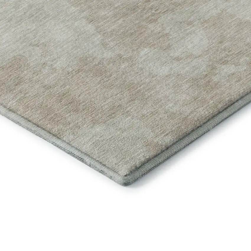Beige And Ivory Abstract Washable Area Rug With UV Protection Photo 7