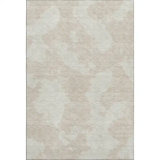 Beige And Ivory Abstract Washable Area Rug With UV Protection Photo 1