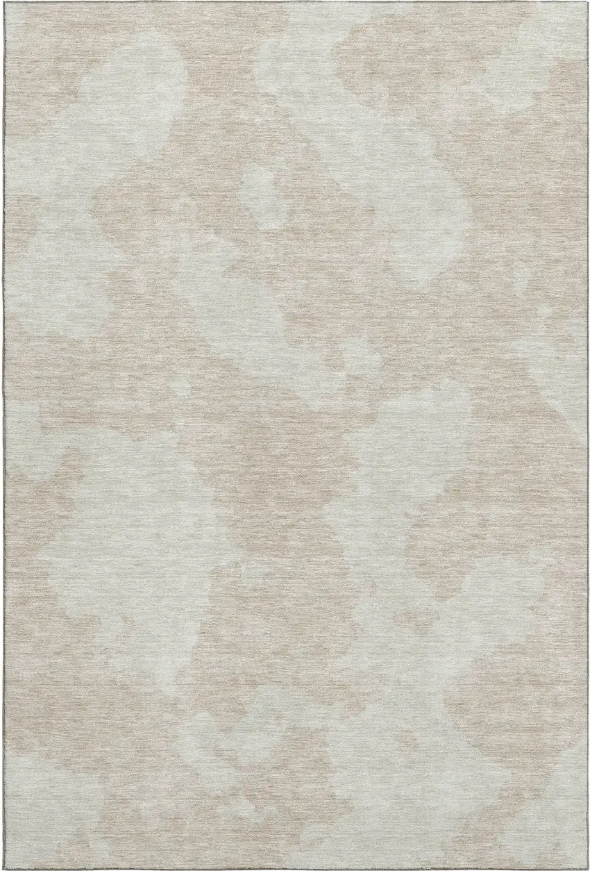 Beige And Ivory Abstract Washable Area Rug With UV Protection Photo 1