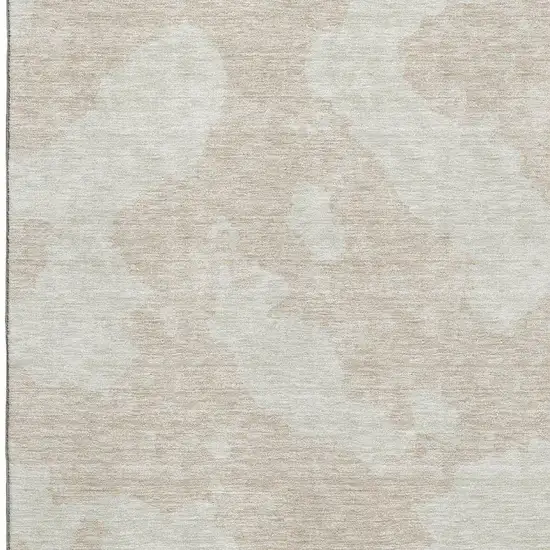 Beige And Ivory Abstract Washable Area Rug With UV Protection Photo 2