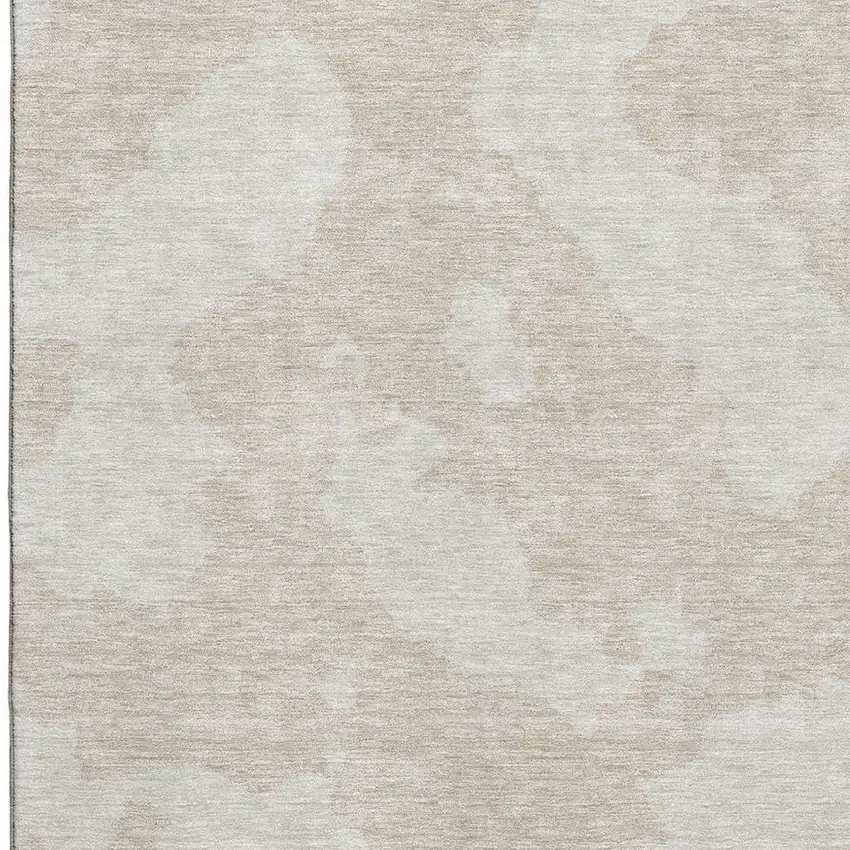 Beige And Ivory Abstract Washable Area Rug With UV Protection Photo 2