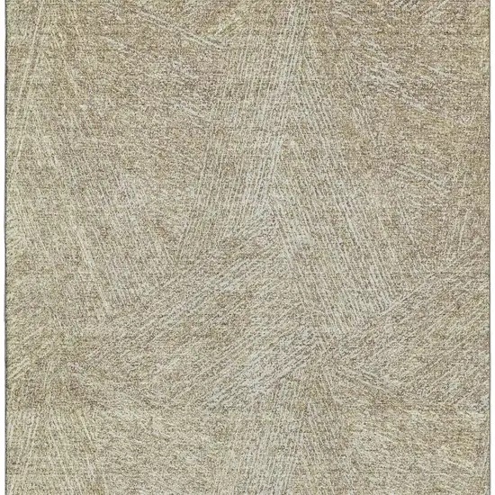 Beige And Ivory Abstract Washable Area Rug With UV Protection Photo 4