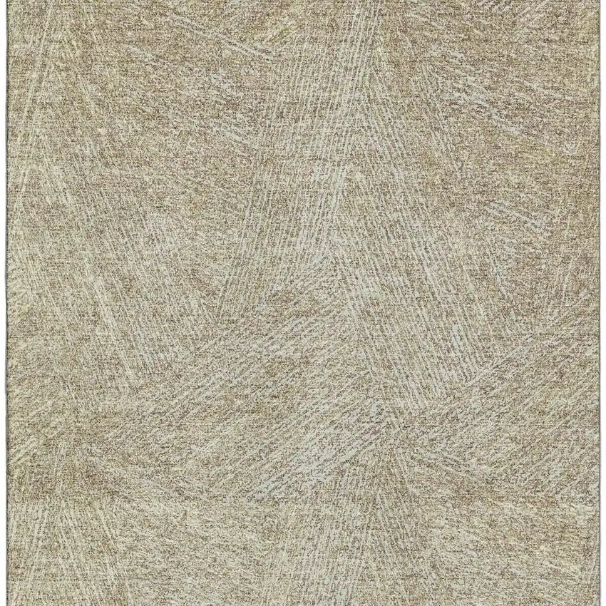 Beige And Ivory Abstract Washable Area Rug With UV Protection Photo 4