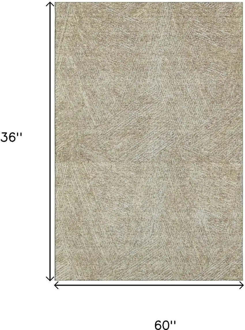 Beige And Ivory Abstract Washable Area Rug With UV Protection Photo 9